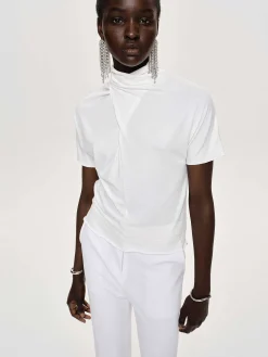Source Unknown Vêtements-T-Shirt A Col Croise Daye, Blanc