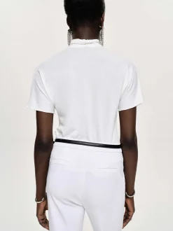 Source Unknown Vêtements-T-Shirt A Col Croise Daye, Blanc