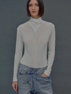 Source Unknown Vêtements-T-Shirt En Laine A Col Croise Daye, Blanc
