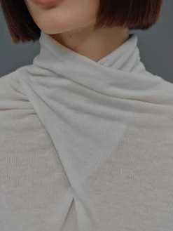 Source Unknown Vêtements-T-Shirt En Laine A Col Croise Daye, Blanc