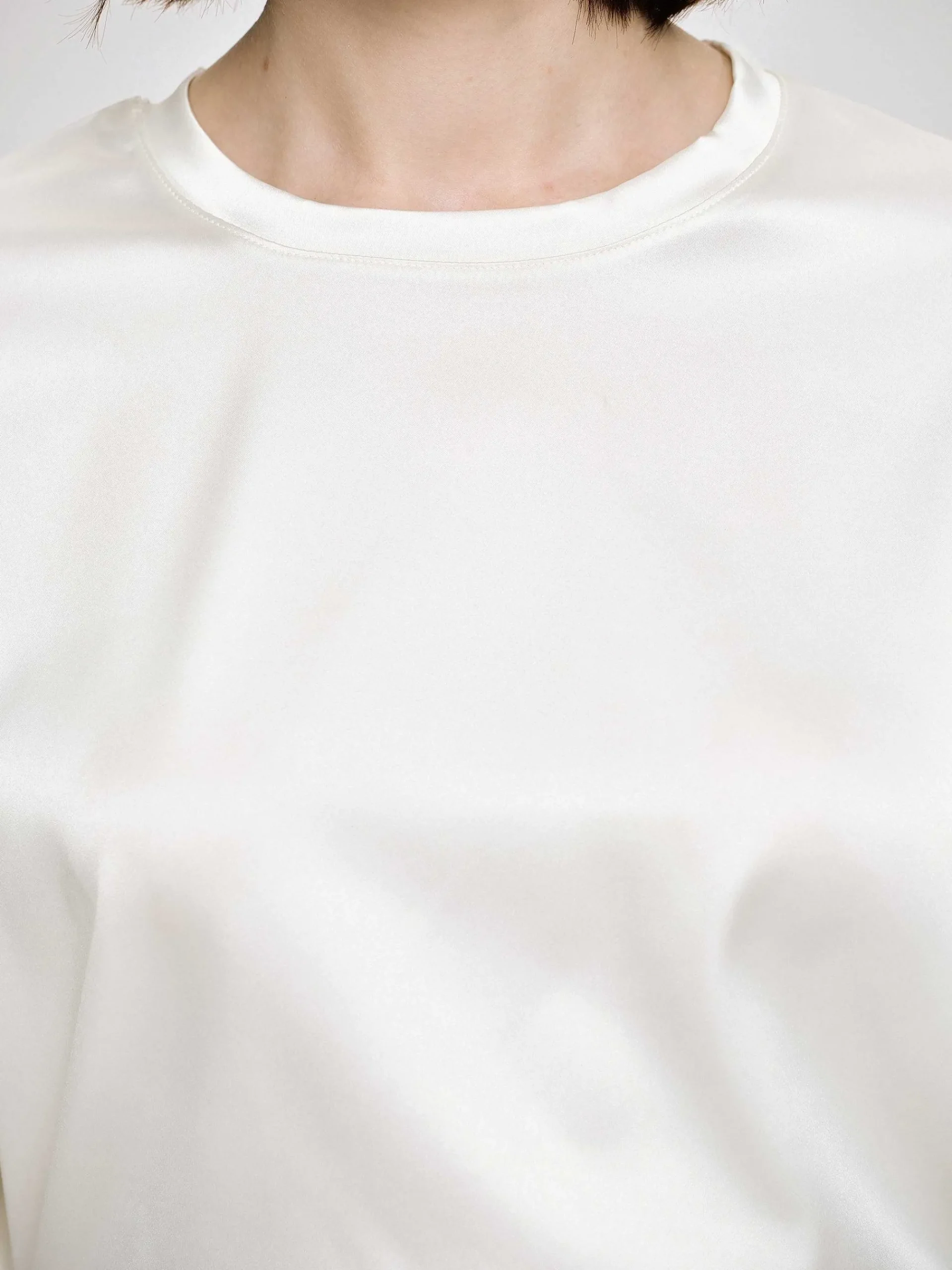 Source Unknown Accessoires-T-Shirt En Satin Soyeux, Blanc