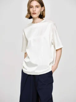 Source Unknown Accessoires-T-Shirt En Satin Soyeux, Blanc