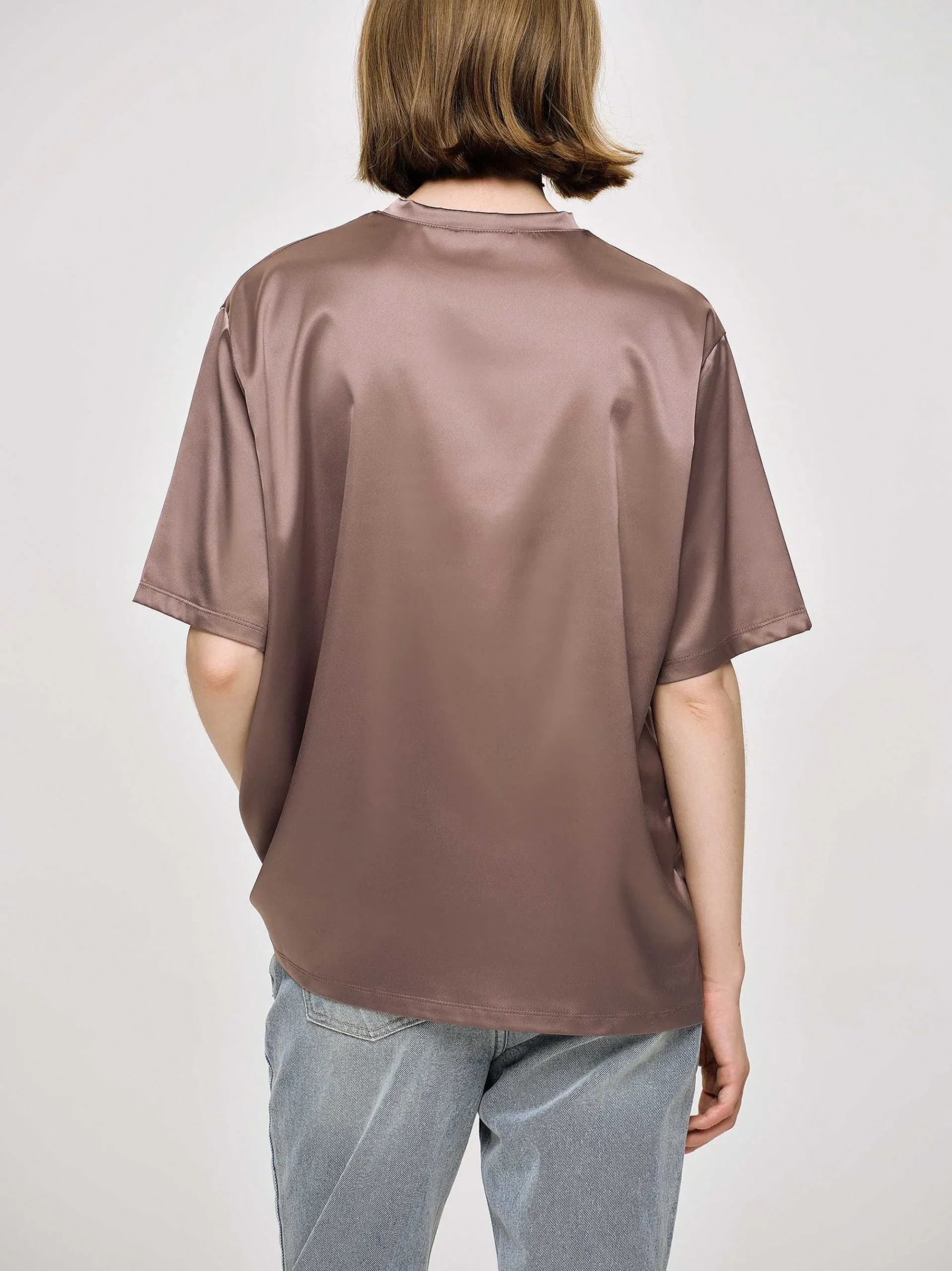 Source Unknown Accessoires-T-Shirt En Satin Soyeux, Haricot Rouge