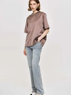 Source Unknown Accessoires-T-Shirt En Satin Soyeux, Haricot Rouge