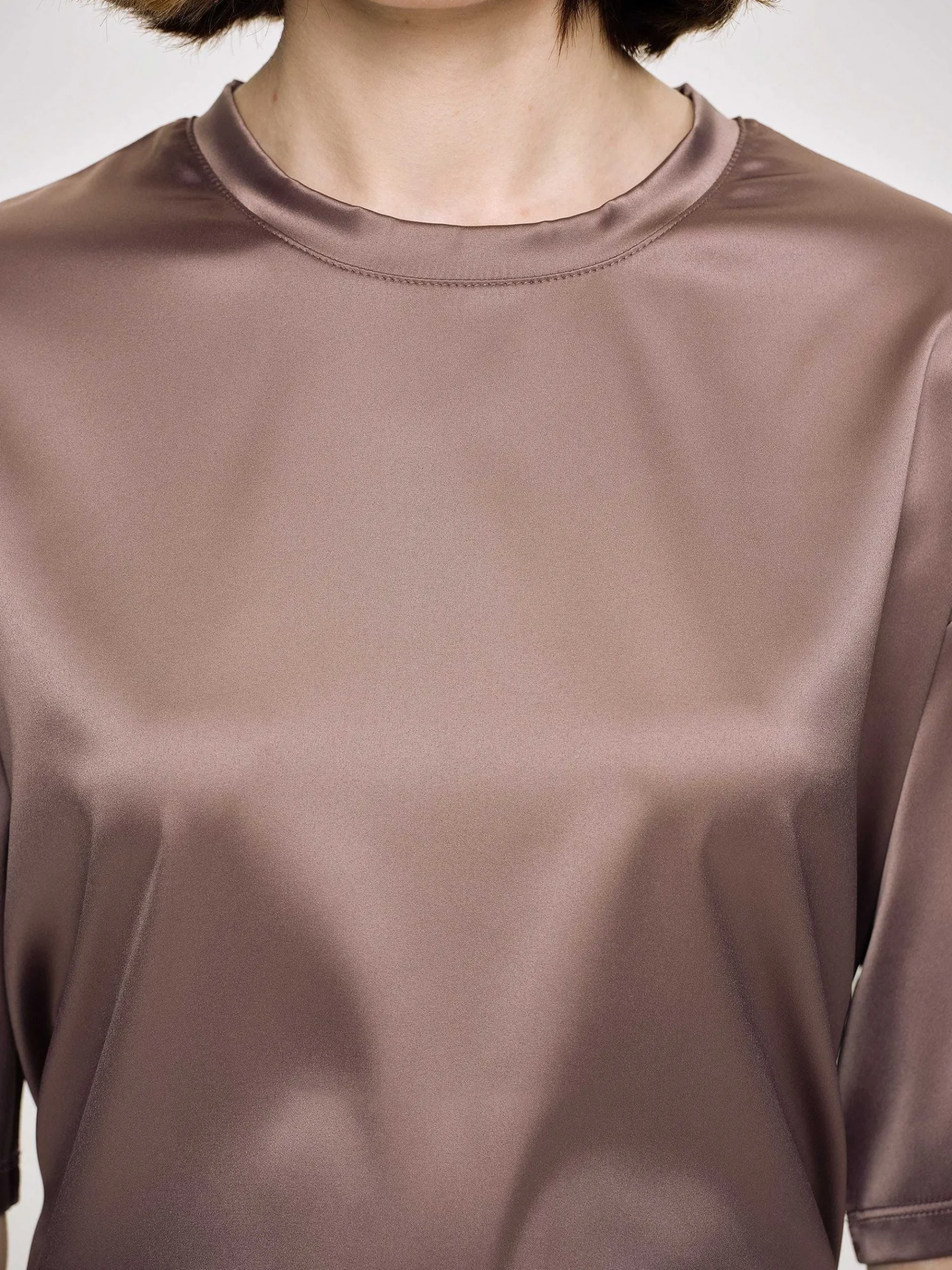 Source Unknown Accessoires-T-Shirt En Satin Soyeux, Haricot Rouge