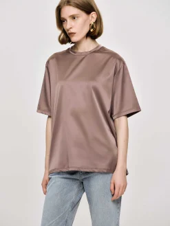 Source Unknown Accessoires-T-Shirt En Satin Soyeux, Haricot Rouge