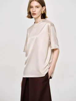 Source Unknown Accessoires-T-Shirt En Satin Soyeux, Rose