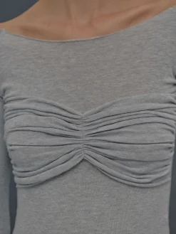 Source Unknown Vêtements-T-Shirt Slim En Jersey Bustier, Gris Brume