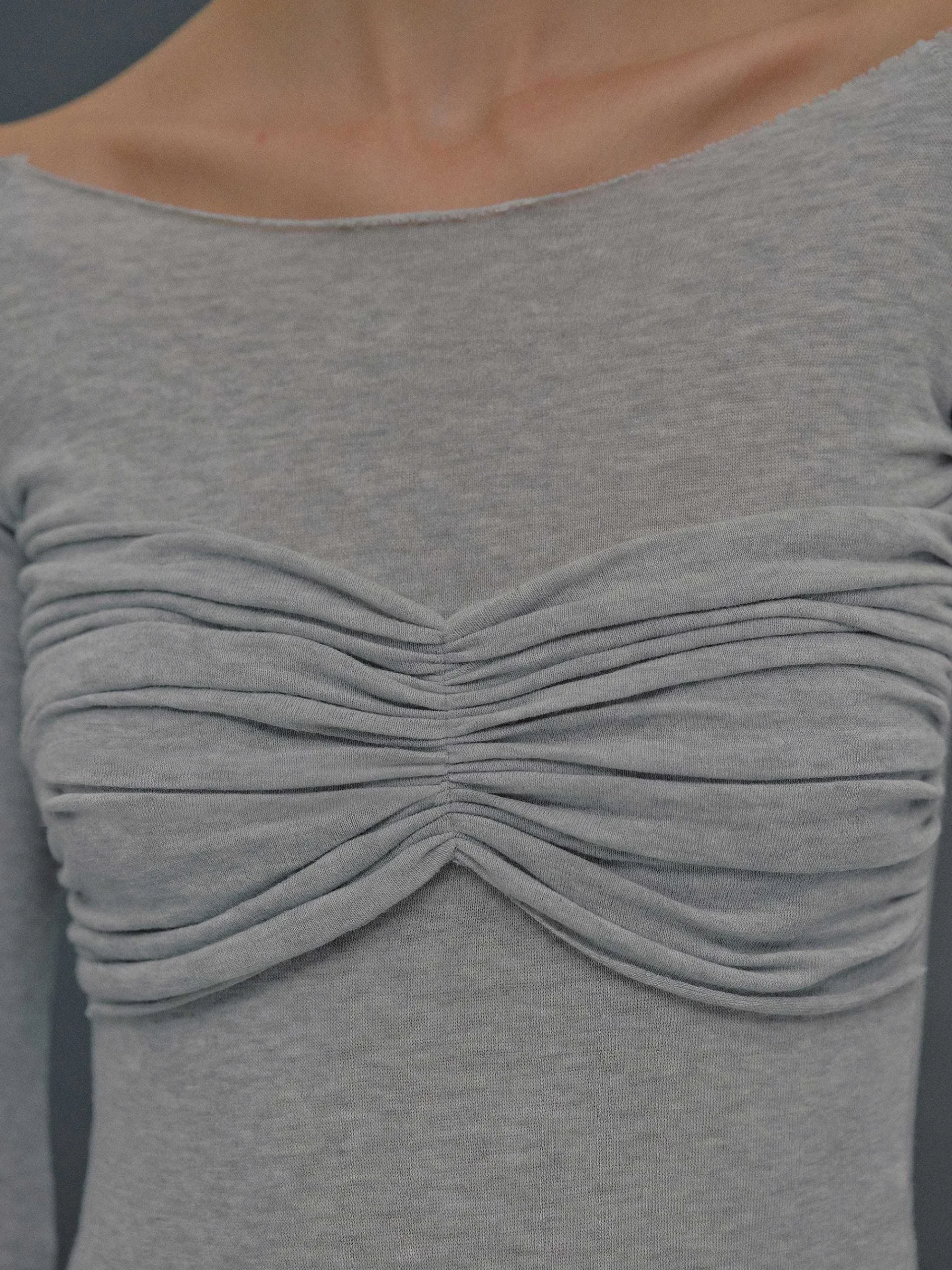 Source Unknown Vêtements-T-Shirt Slim En Jersey Bustier, Gris Brume