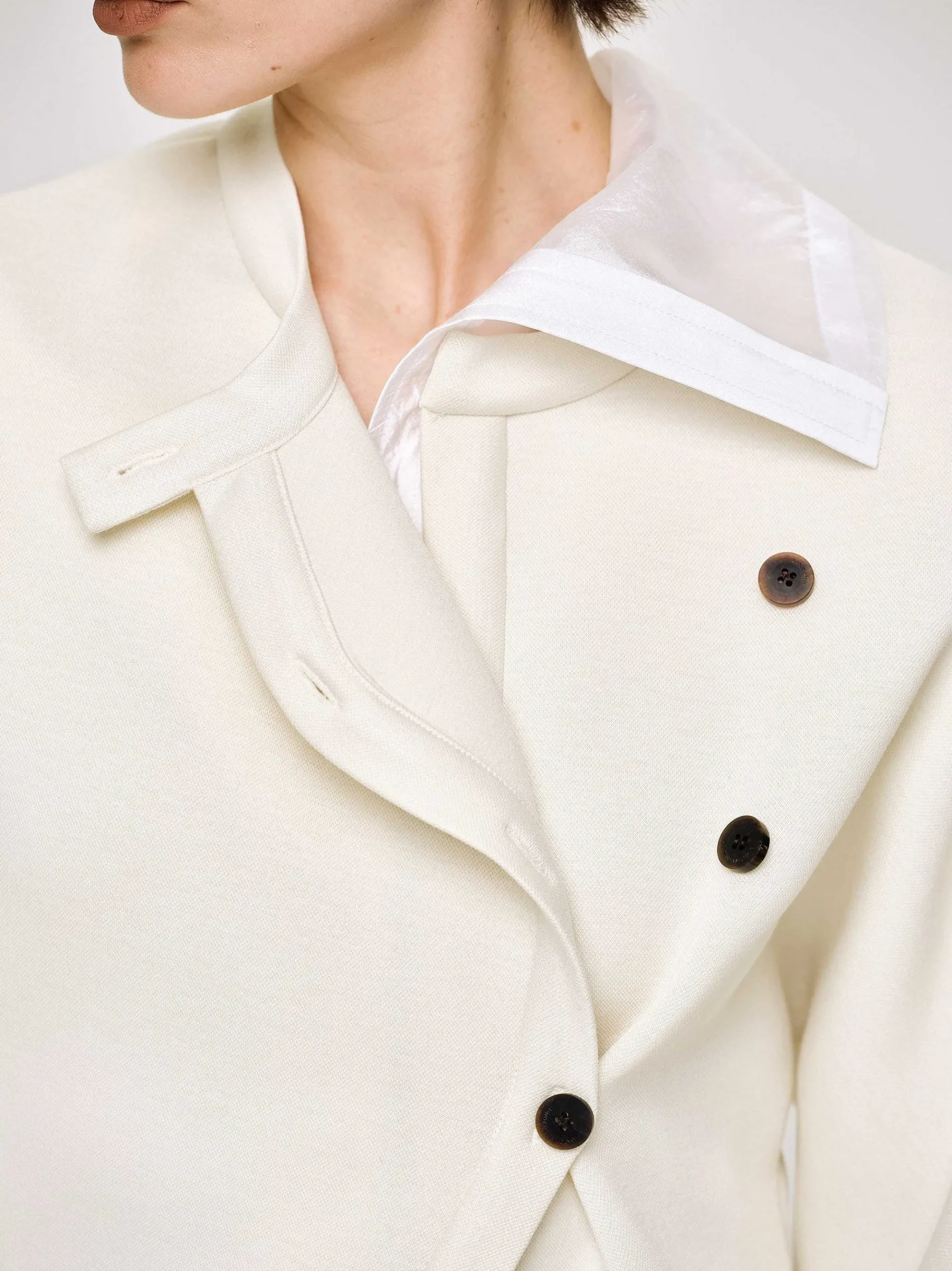 Source Unknown Accessoires-Veste A Boutons Decales, Creme