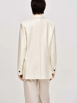 Source Unknown Vêtements D'Exterieur-Veste Boutonnee En Simili Cuir, Beige Chaud