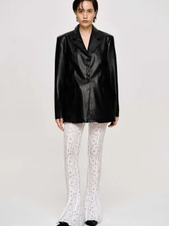 Source Unknown Vêtements-Veste Boutonnee En Similicuir, Noir