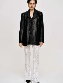 Source Unknown Vêtements D'Exterieur-Veste Boutonnee En Similicuir, Noir
