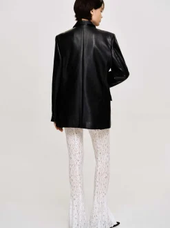 Source Unknown Vêtements D'Exterieur-Veste Boutonnee En Similicuir, Noir