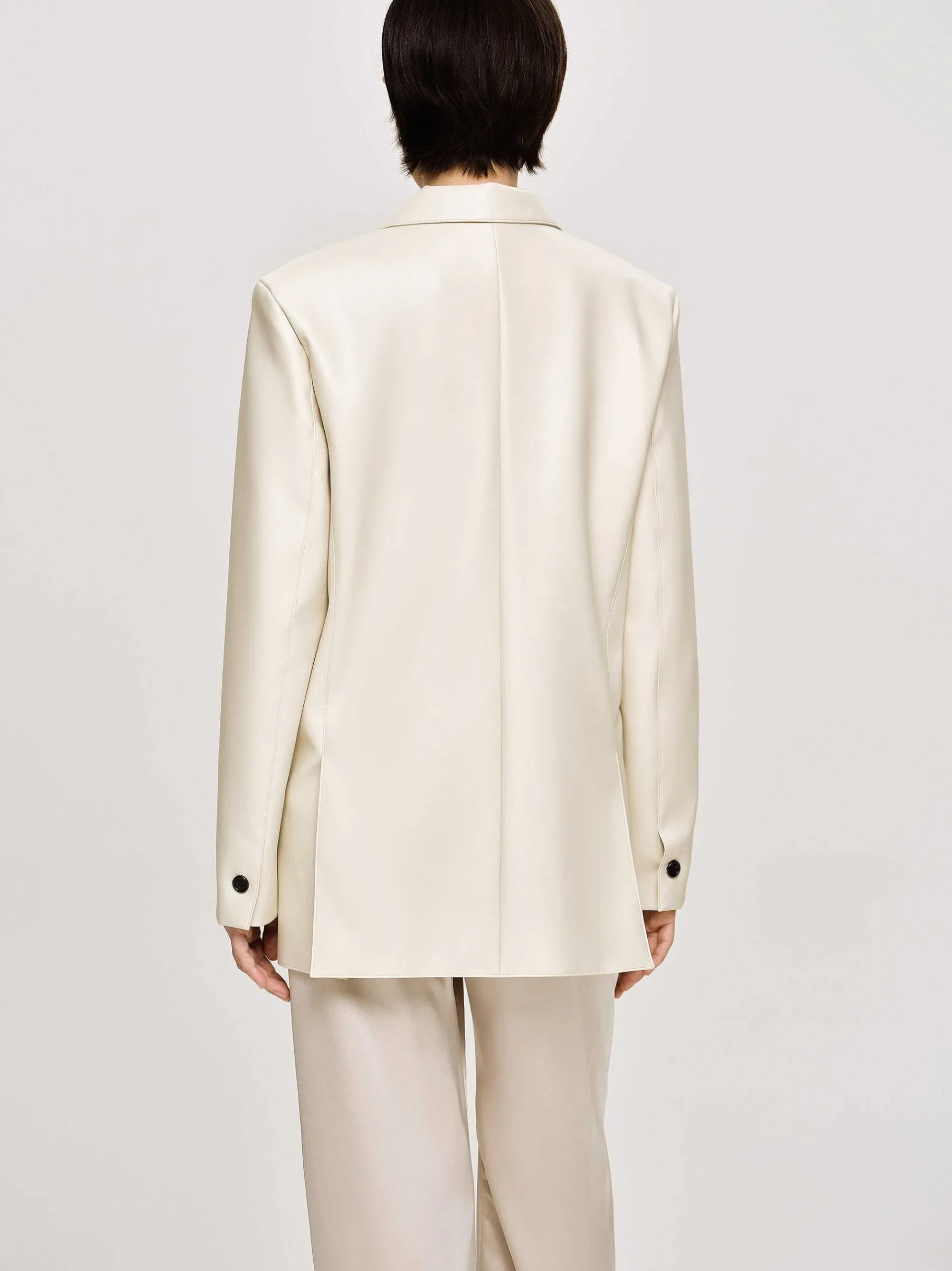 Source Unknown Vêtements-Veste Boutonnee En Simili Cuir, Beige Chaud