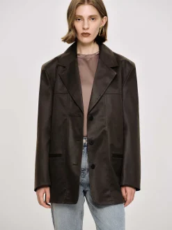 Source Unknown Vêtements-Veste En Simili Cuir Lave, American Bronze