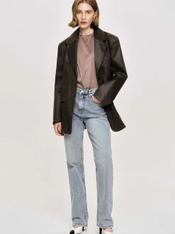 Source Unknown Vêtements-Veste En Simili Cuir Lave, American Bronze