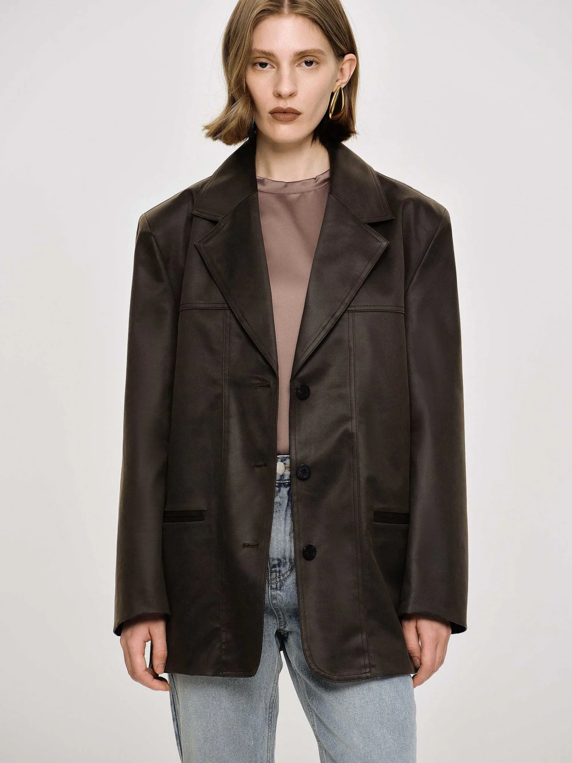 Source Unknown Vêtements D'Exterieur-Veste En Simili Cuir Lave, American Bronze