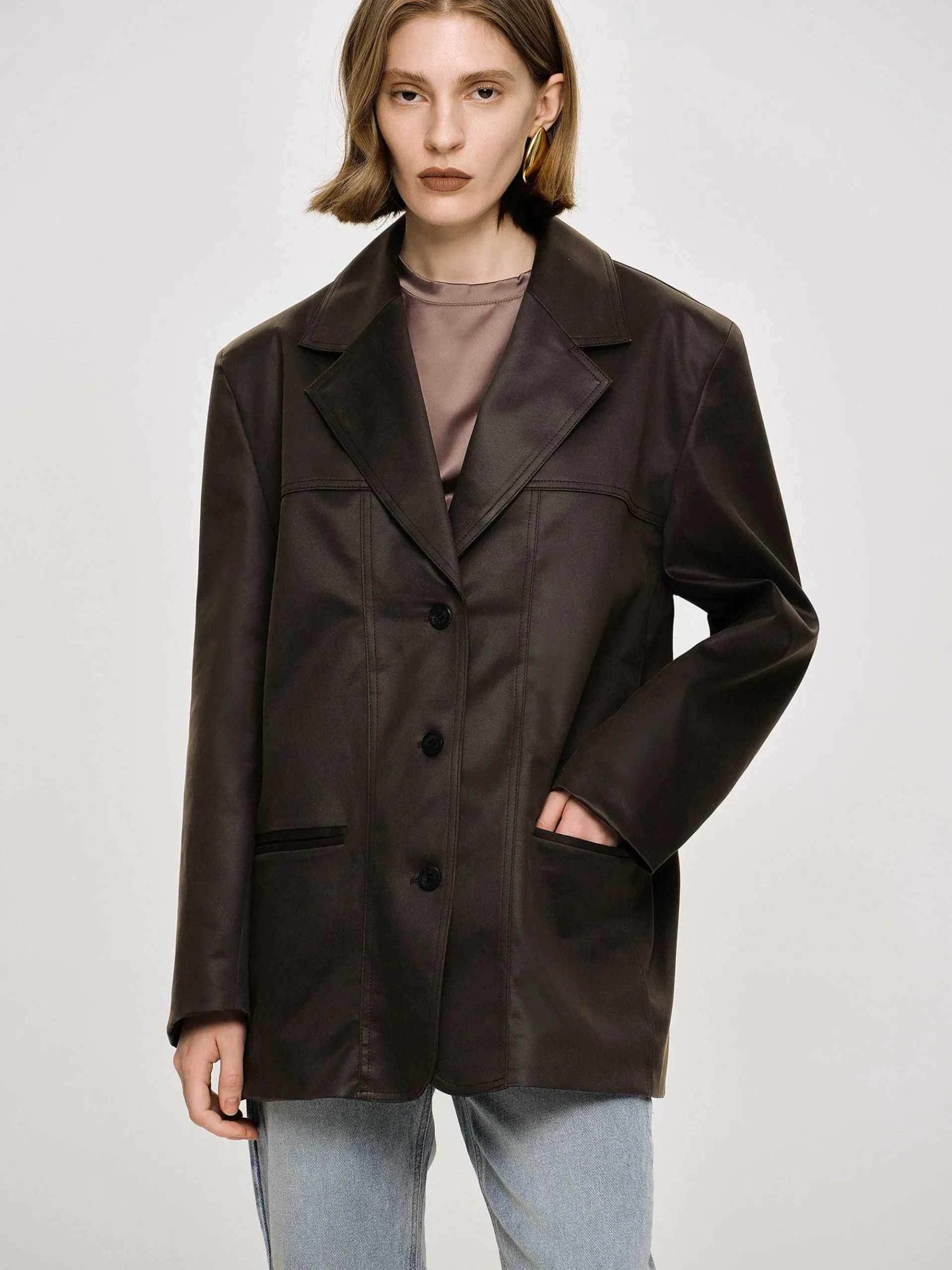 Source Unknown Vêtements D'Exterieur-Veste En Simili Cuir Lave, American Bronze