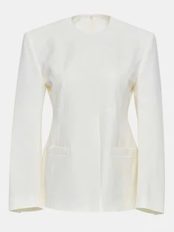 Source Unknown Accessoires-Veste Fendue A Taille Cintree, Ivoire