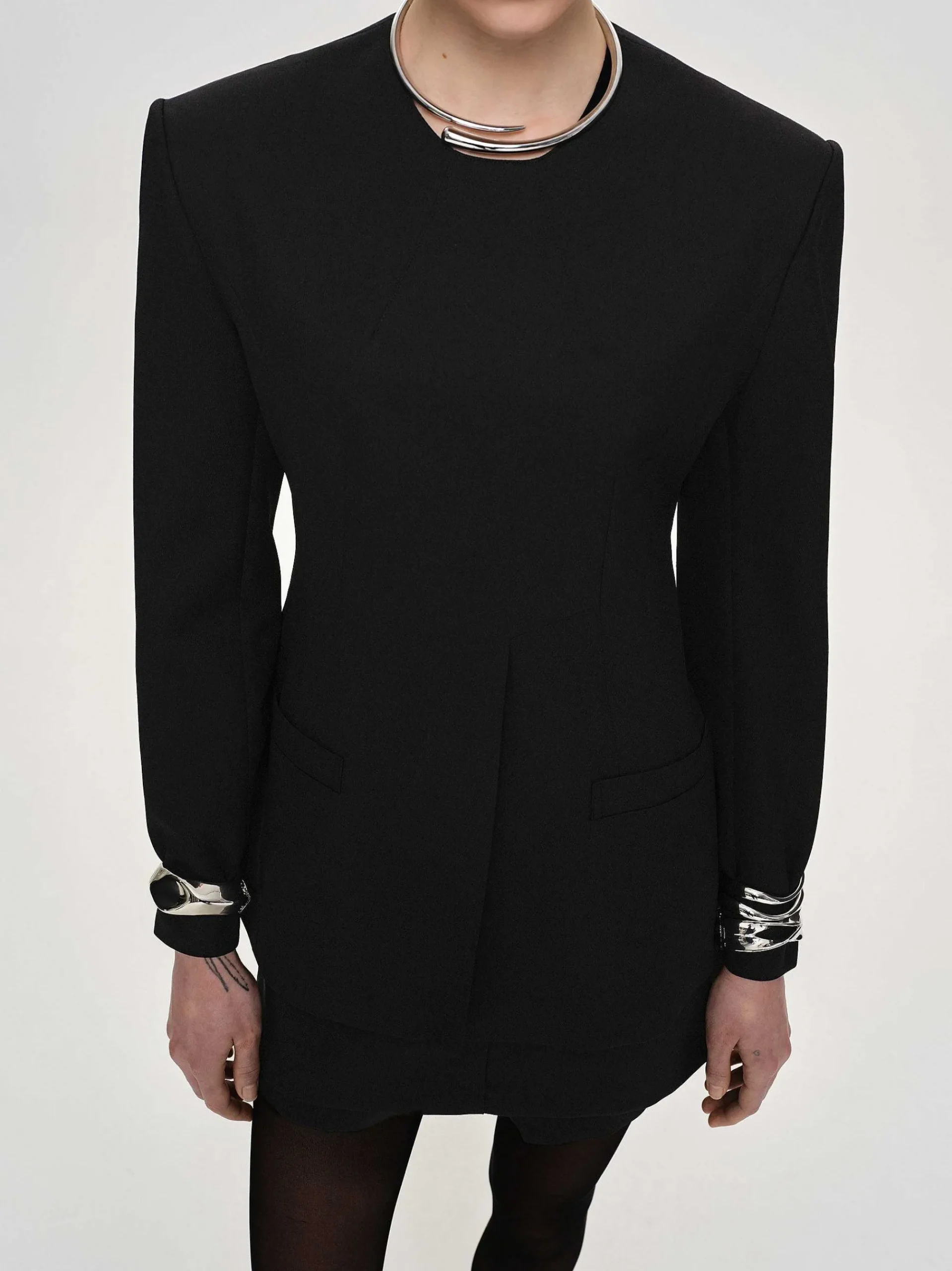 Source Unknown Accessoires-Veste Fendue A Taille Cintree, Noir