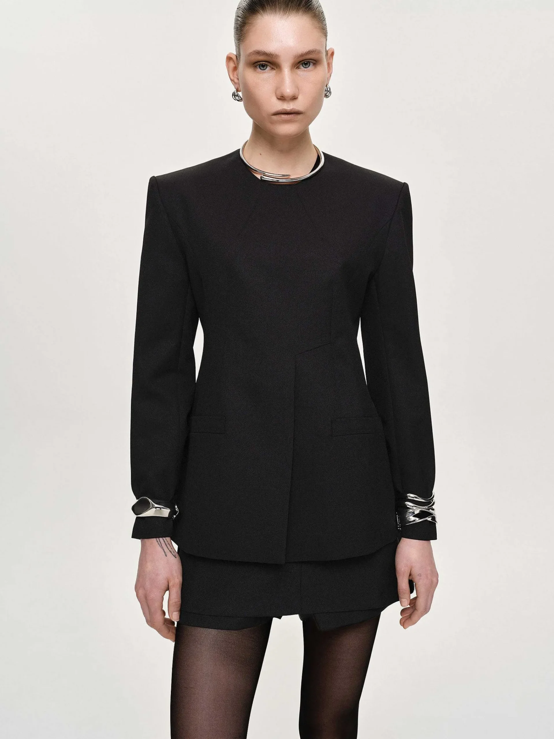 Source Unknown Accessoires-Veste Fendue A Taille Cintree, Noir
